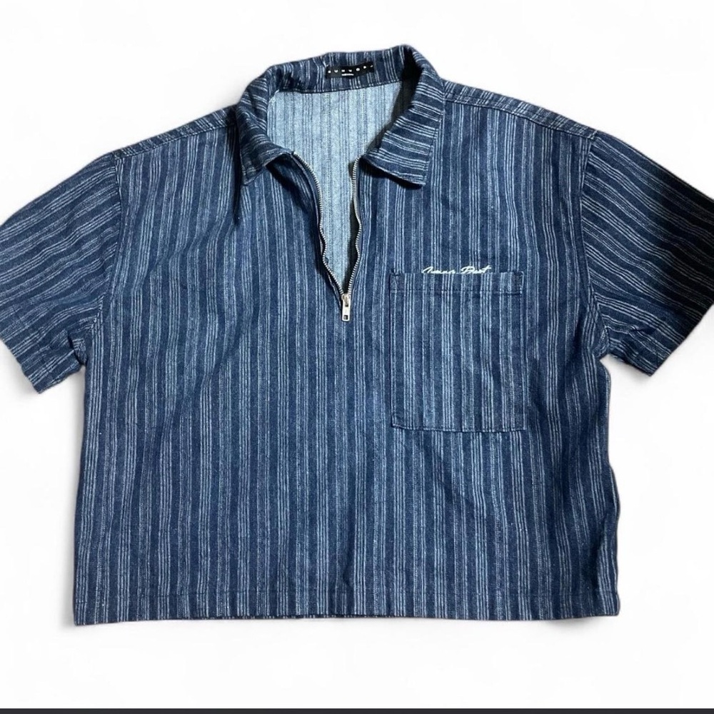 Denim Blue Striped Men's Shirt
